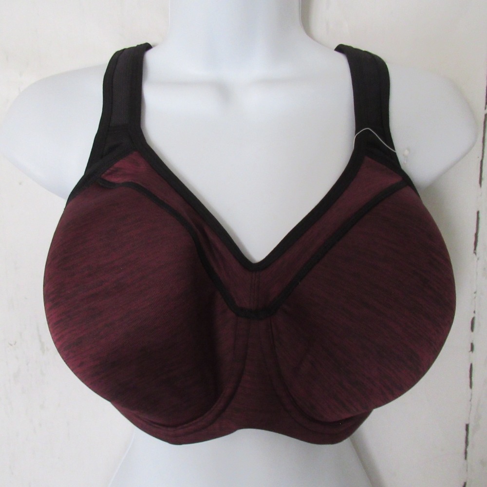 Syrokan Sports Bra 36F Burgundy High Impact Sport Underwire Wide Strap A233